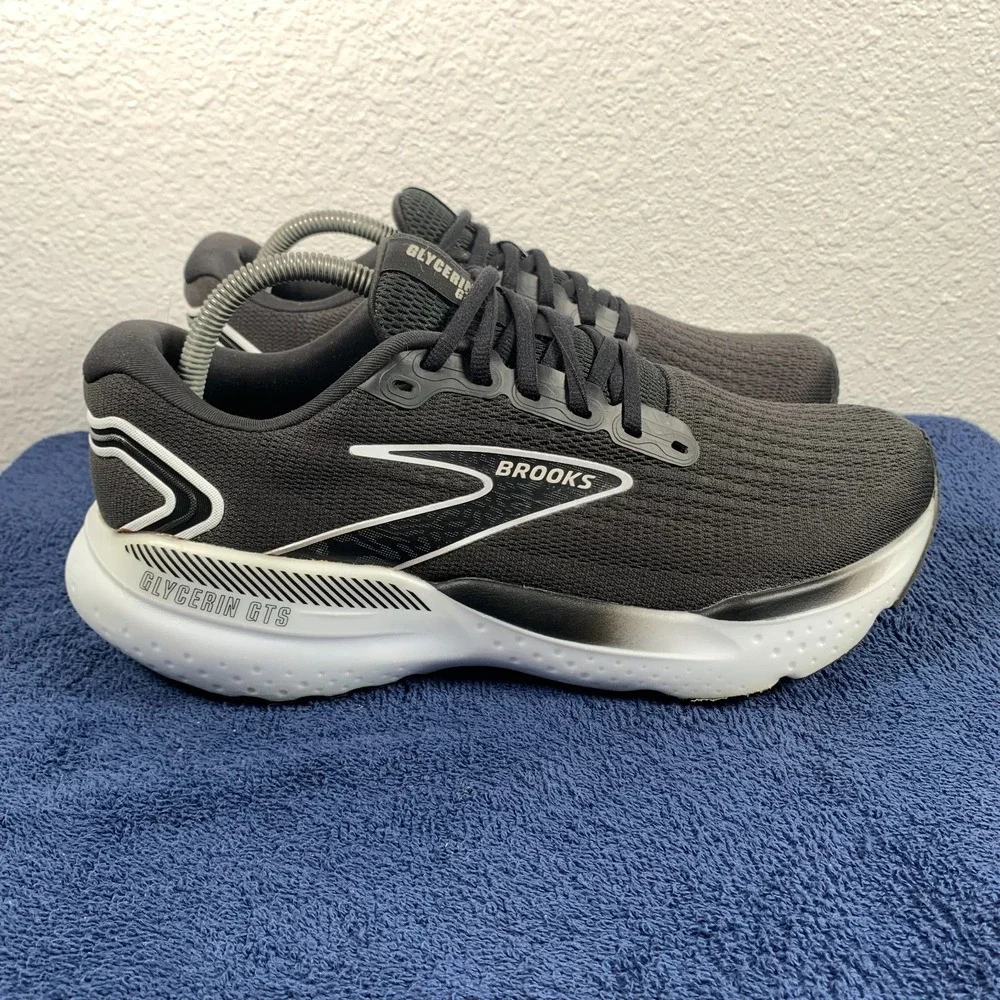 Brooks Glycerin GTS 21 Mens Size 9 Black White Running Sneakers 1104201D090